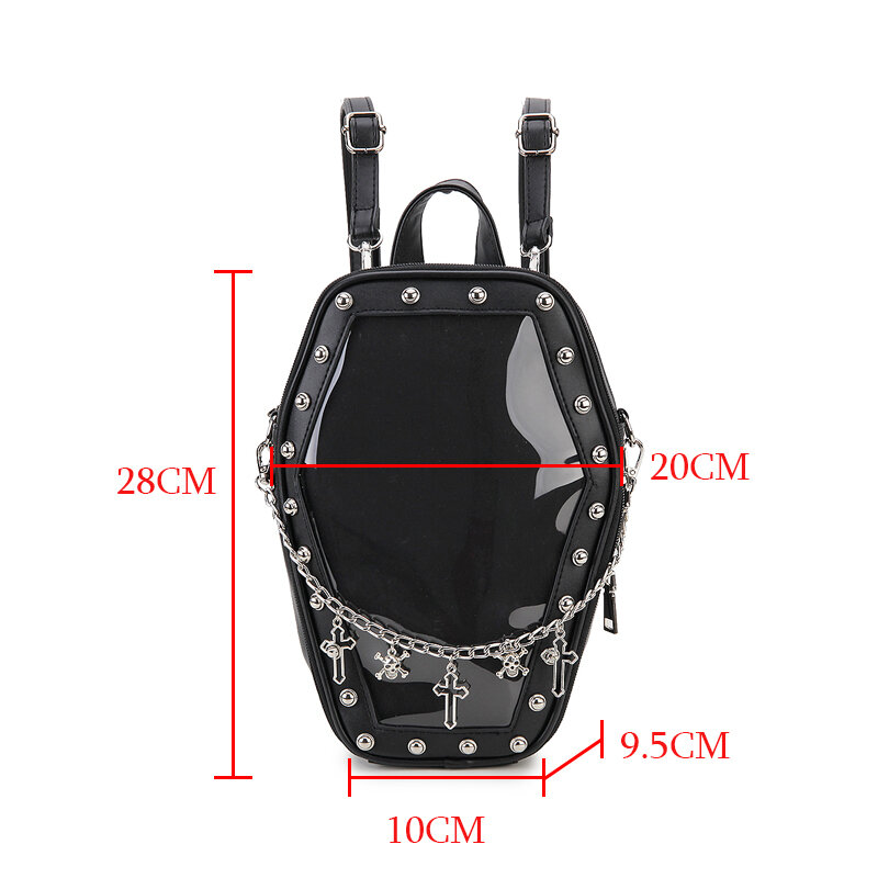 Gothic Punk Coffin Shape Ita Bag Women Clear Backpacks Dark Lolita Handbag and Shoulder Bag Girls Cosplay Designer 2 Insert