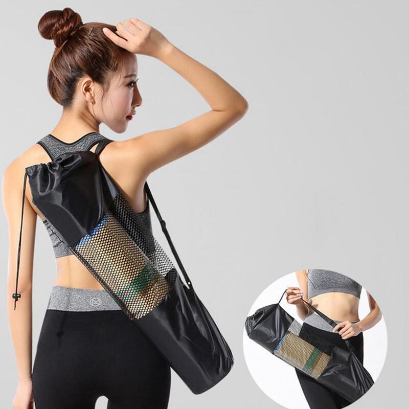 Bolsa de mano para Yoga y Pilates para mujer, cubierta de malla ajustable, bolsa comprimida con correa ajustable, bolsa de transporte