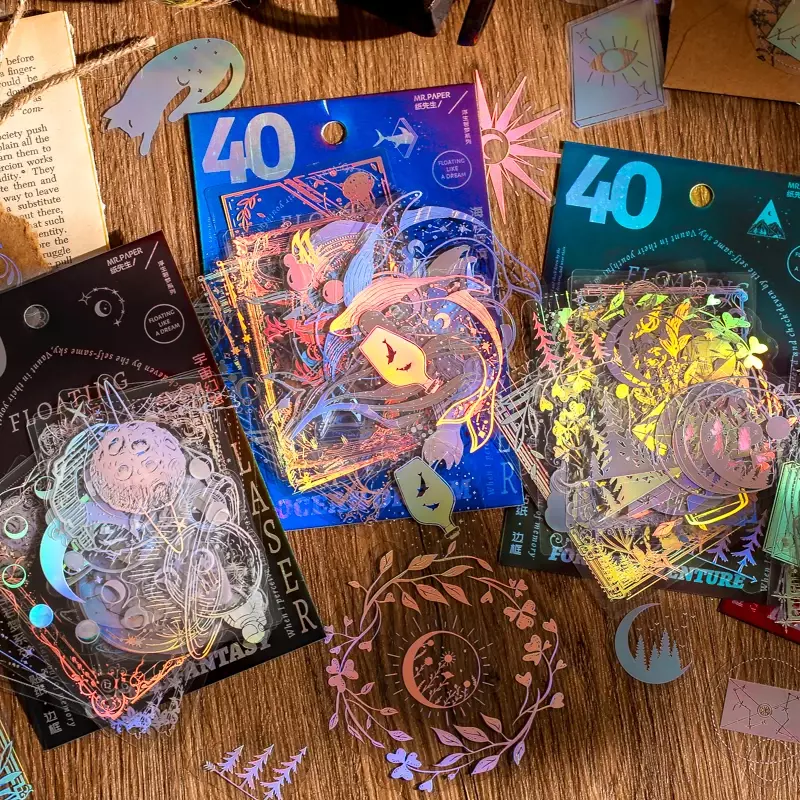 40 sztuk laserowe musujące ręcznie robione karty Idol materiał Ocean Star podręcznik dekoracyjne dziewczyny Scrapbooking stacjonarne cięcie