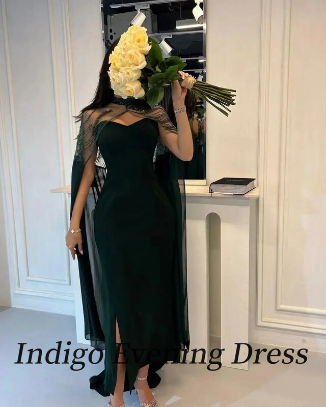 Indigo Two Piece Evening Dresses Strapless Shiny Shawl Elegant Mermaid Backless Women Formal Party Dress 2024 Damen Abendkleider