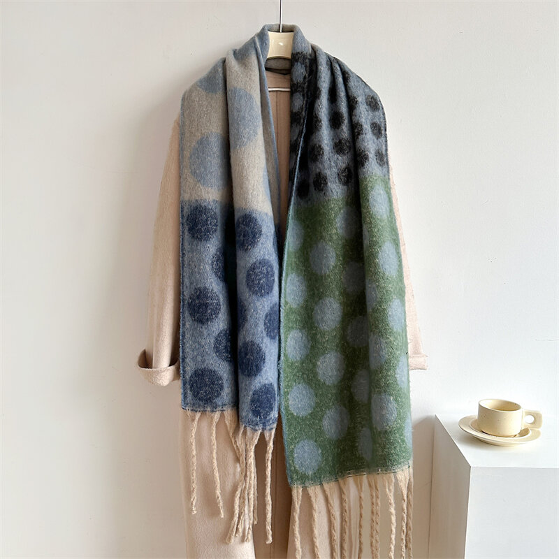 2023 толстый кашемировый шарф из пашмины, дизайнерский женский зимний одеяло с абстрактным цветком и кисточкой, шейный платок, пончо, палантины