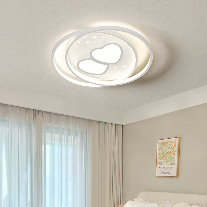Plafonnier LED Blanc au Design Nordique Minimaliste Moderne, Luminaire Décoratif de Plafond, Idéal pour un Salon, une Chambre à Coucher Secondaire