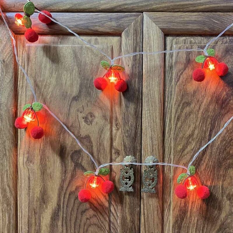 Праздничное украшение для новогодней атмосферы, Светодиодная лента с красными фруктами, яркие маленькие фонари подвесные фонари, 2 метра