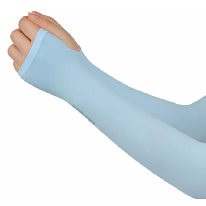 Sarung tangan pelindung lengan untuk pria wanita, 1 pasang sarung tangan sutra es perlindungan UV tabir surya panjang lengan sutra es