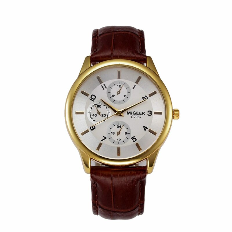 Jam tangan kuarsa pria, arloji minimalis ramping modis dengan tali Dial, jam tangan elegan tali kulit untuk pria