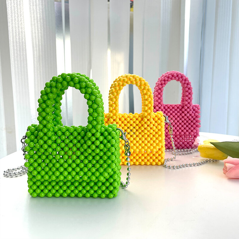 Summer New Candy-colored Beaded Bag Designer Mini Custom Handbag Evening Party Lipstick Shoulder Crossbody Bag Female Bag 2022