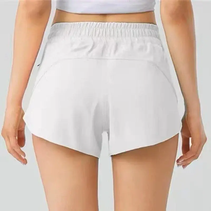 Lulu pantaloncini sportivi da Yoga da donna di colore più brillante con fodera 3 "tasche con cerniera laterale in esecuzione pantaloncini da allenamento per esercizi in palestra