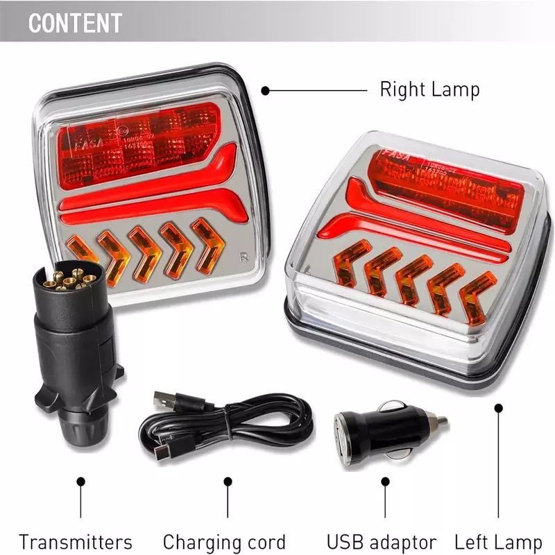 12V kabellose magnetische LED-Rücklicht Signal Bremslicht ece emc zugelassene kabellose LKW-Rück leuchte für Anhänger LKW-Wohnwagen