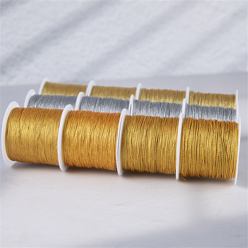 Tali kabel Macrame benang emas/perak untuk gelang kalung tali kepang DIY rumbai manik-manik Shamballa String membuat perhiasan