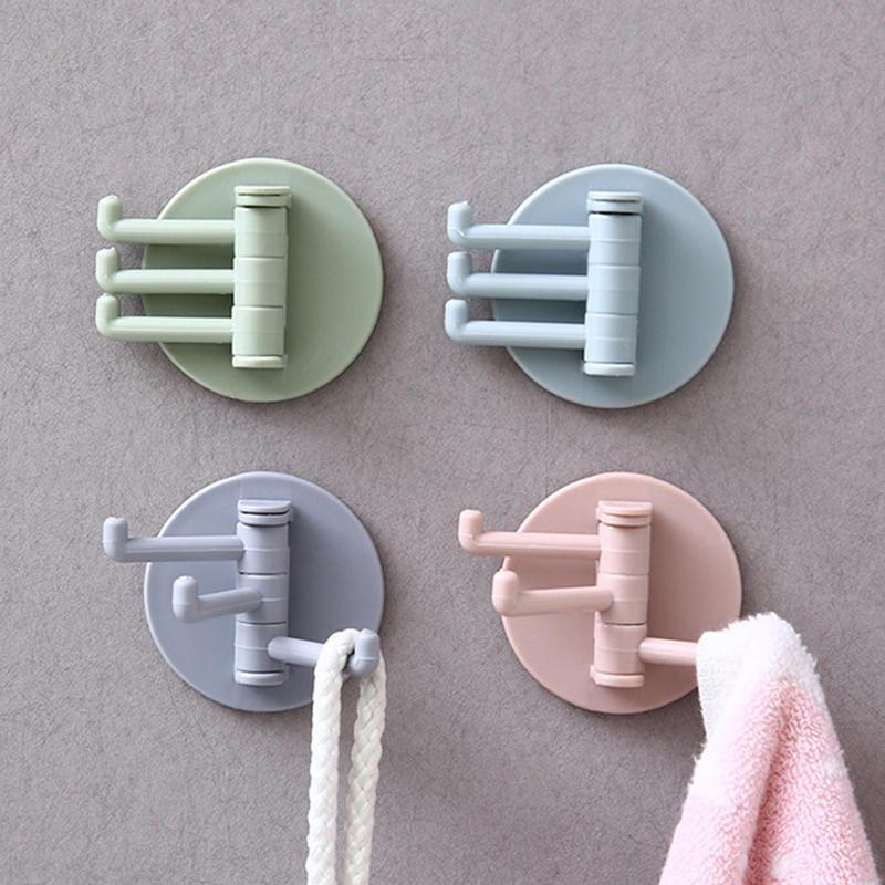 Rotating Kitchen Hook 3-Branch Heavy Duty Cabinet Hooks For Hanging All-purpose Kitchen Bathroom Bedroom Shelf Organizers For