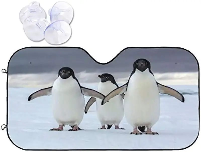 Pinguïns Custom Auto Windscherm Zonnescherm Universele Grootte Opvouwbare Auto Voorruit Zonnescherm Blok Uv En Warmte Houden Auto Koel