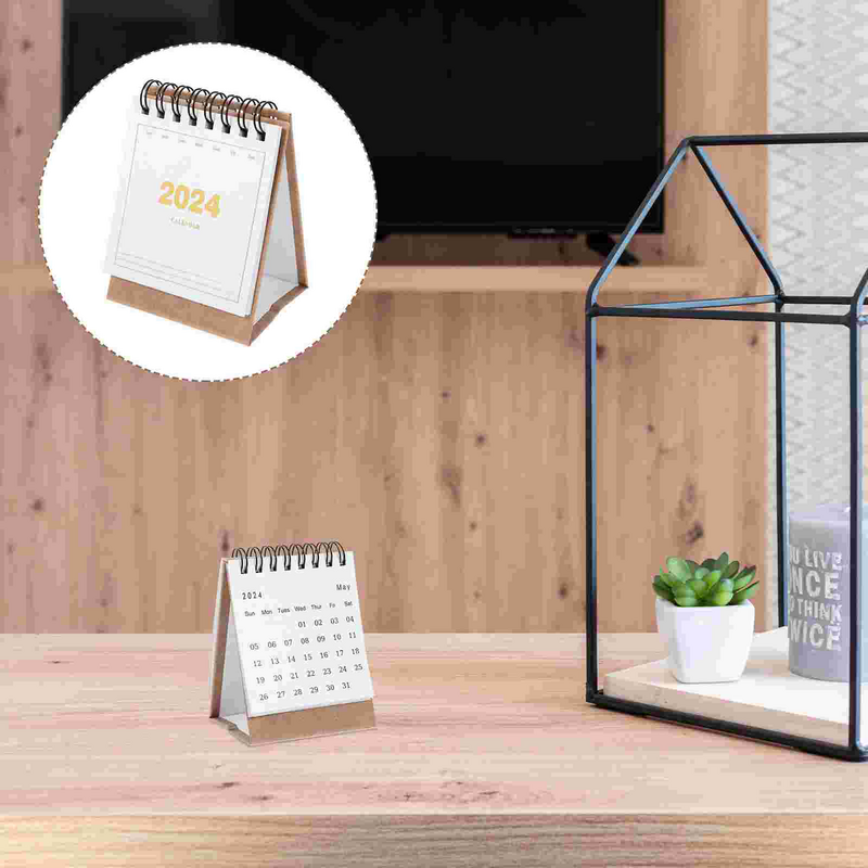 Decorative Desk Calendar for Home, Small, Small, Mini, Standing, 2024
