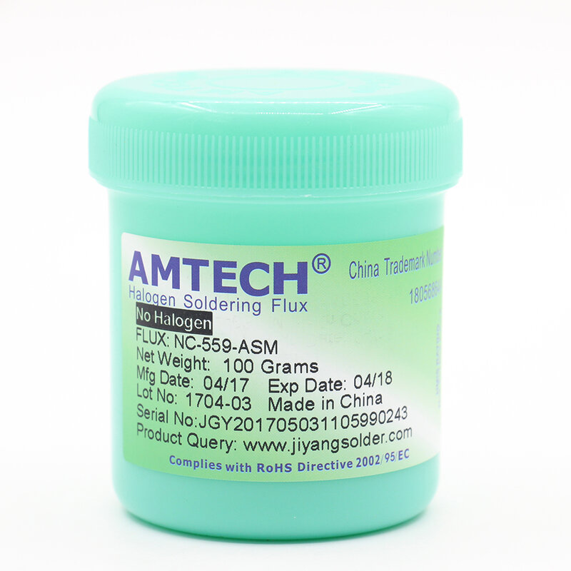 Pasta de fundente ASM de 100% AMTECH-NC-559-100g, aguja de flujo sin plomo, soldadura BGA, se utiliza comúnmente para soldar 559 Flux