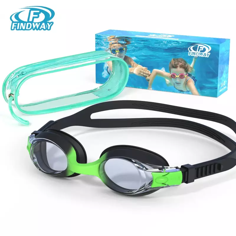 Findway แว่นตาว่ายน้ำสำหรับเด็ก, แว่นตาว่ายน้ำป้องกันการเกิดฝ้า UV แว่นตาว่ายน้ำสำหรับเด็กอายุ3-10ปี