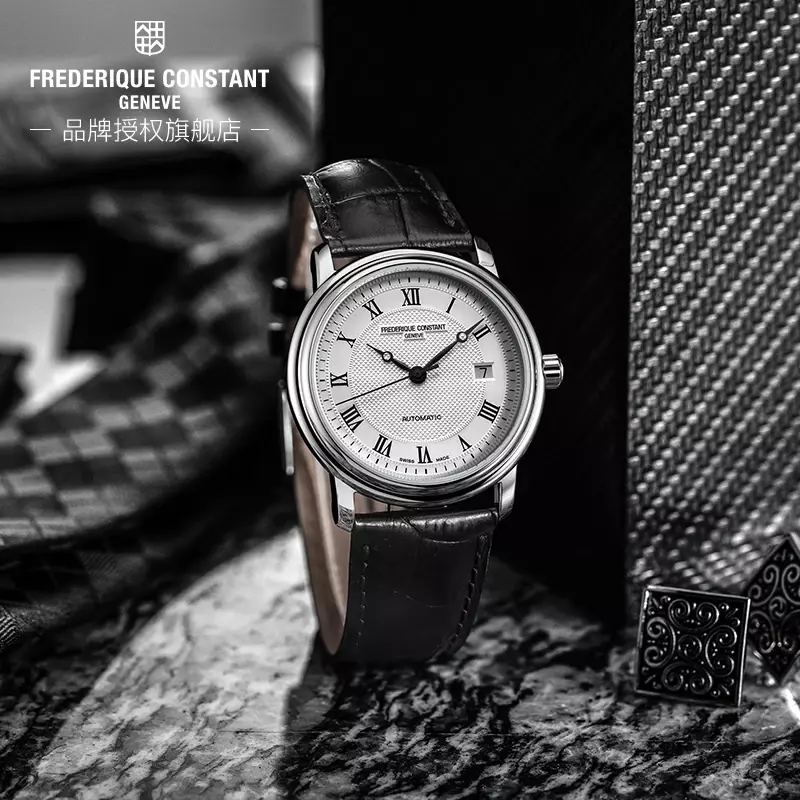 Relógio de pulso casual constante masculino, data automática, pulseira de couro premium, frederque simples, moda, lazer, luxo, FC-303