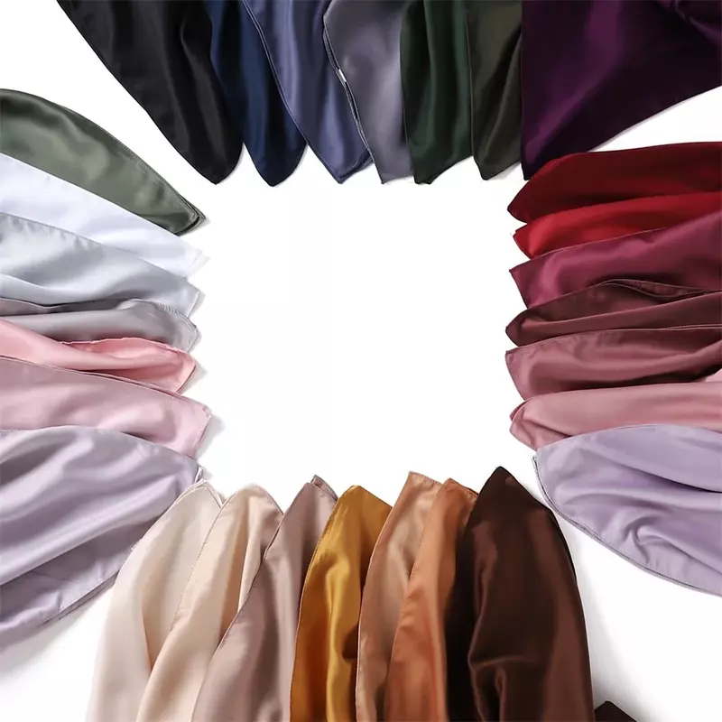 Pañuelo cuadrado de seda satinada para mujer, velo de Medine de lujo, Hijab musulmán, chal de seda satinada, 110x110 CM
