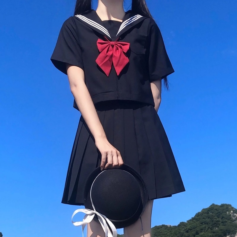 Японская школьная униформа для девушек, цвет черный, белый, Матросская униформа, Женский костюм с длинным рукавом