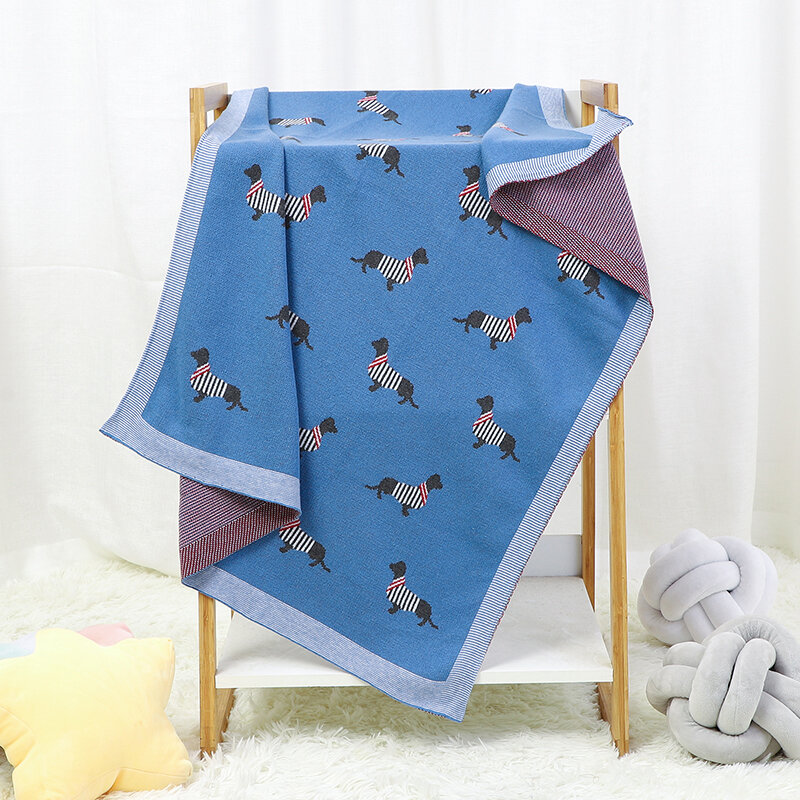 Cobertor do bebê 100% algodão de malha super macio recém-nascidos meninas meninos cama colcha bonito dos desenhos animados dachshund infantil carrinho swaddle 100*80cm