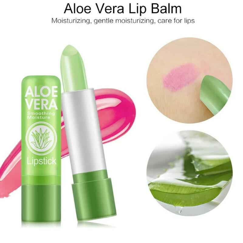 3PCS Natural Aloe Vera Moisturizing Lipstick Color Change Lip Balm lip Nouritious moisturizing care