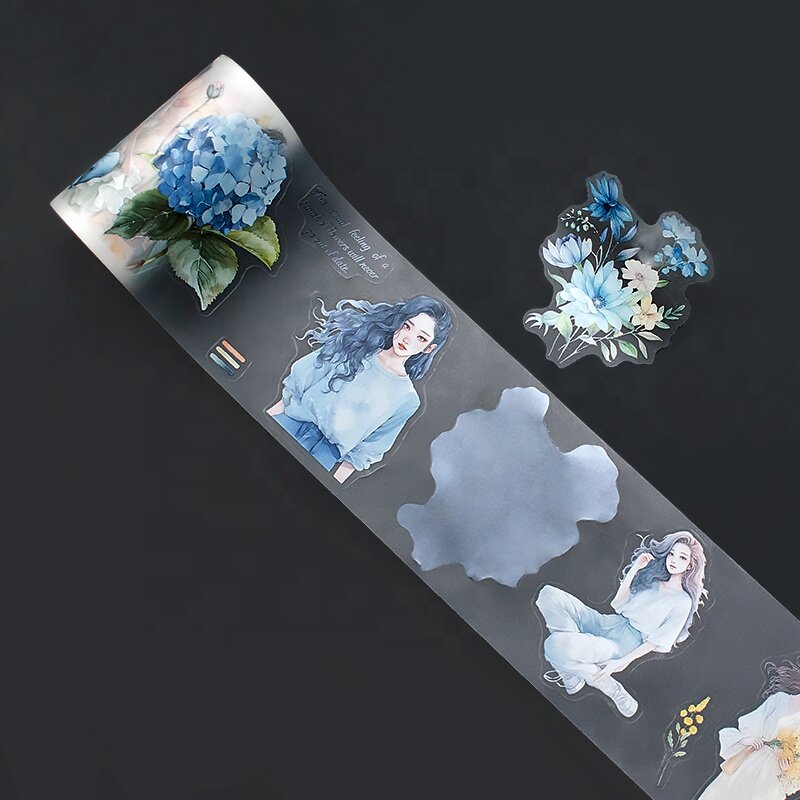 Benutzer definierte, wieder verwendbare Dekoration Kuss geschnitten wasserdicht vor geschnittene Haustier matt transparent Washi Tape individuell bedruckt