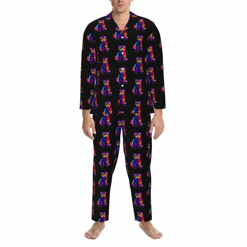 フェレット-男性と女性のためのルーズなパジャマセット、2ピース、カジュアルなパジャマ、特大のグラフィックナイトウェア、ラブリー動物、ポップアート、春