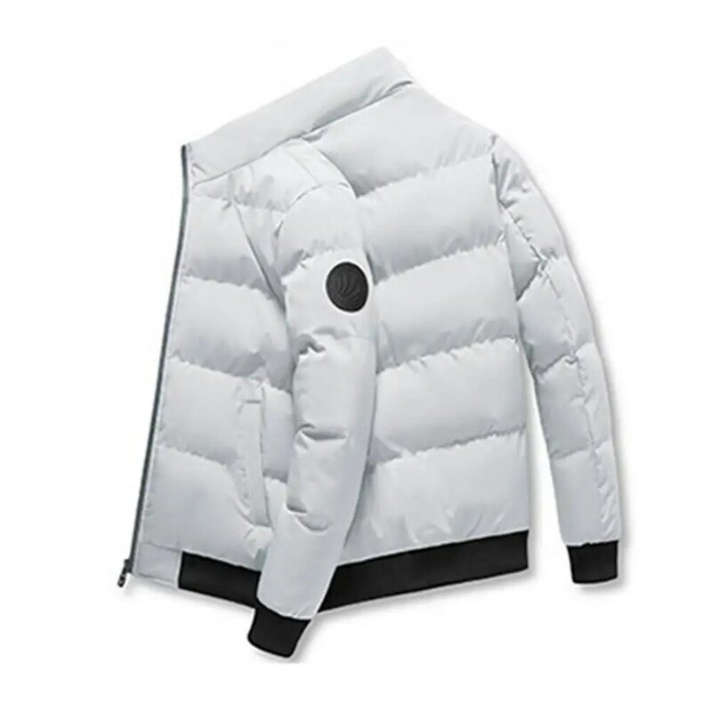 플러스 사이즈 코튼 패딩 재킷 코트, 단색 스탠드 칼라 파카, 두꺼운 지퍼 남성 재킷, 윈드브레이커, 겨울