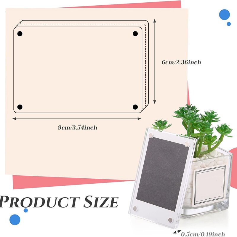 Mini imán de refrigerador de doble cara, marco de imagen transparente, marco de pantalla sin marco, 15 piezas