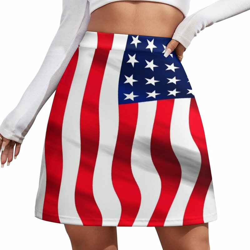 Rok Mini bendera Amerika untuk wanita, rok pendek musim panas, rok mini wanita