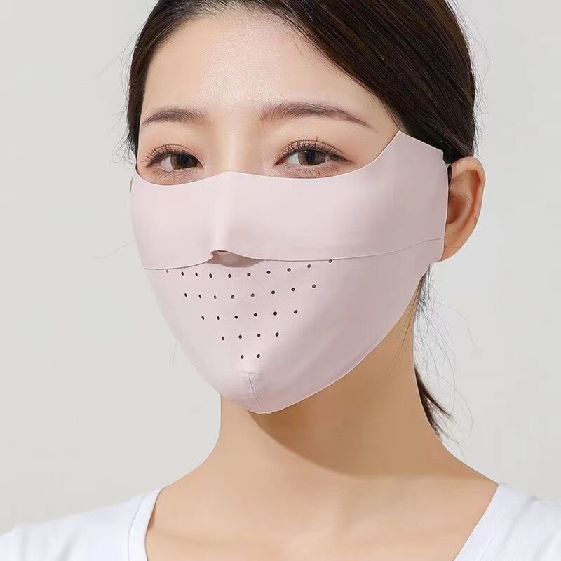Mascarilla facial Anti-UV de secado rápido, máscara deportiva transpirable para correr, protector solar, protección facial de seda de hielo