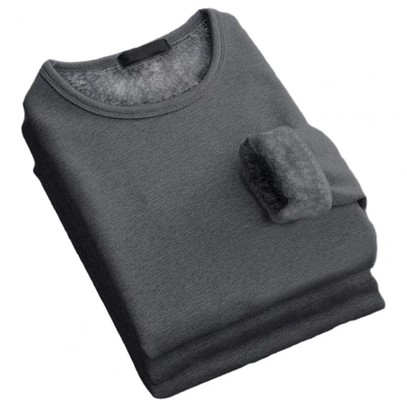 Jersey de felpa de manga larga para hombre, parte superior Base de invierno cálida, camiseta de fondo elástica suave, talla grande