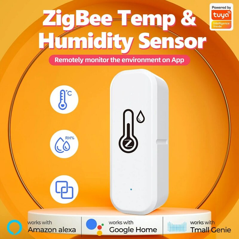 Tuya ZigBee เซ็นเซอร์วัดอุณหภูมิความชื้น, สมาร์ทโฮมแอปตรวจวัดแบบเรียลไทม์ทำงานร่วมกับ Alexa Google ZigBee HUB