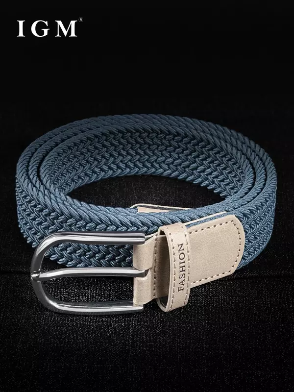 Canvas Woven Belt Men's Non-Hole Elastic Belt Male Students Young People All-Match Jeans with Fashion