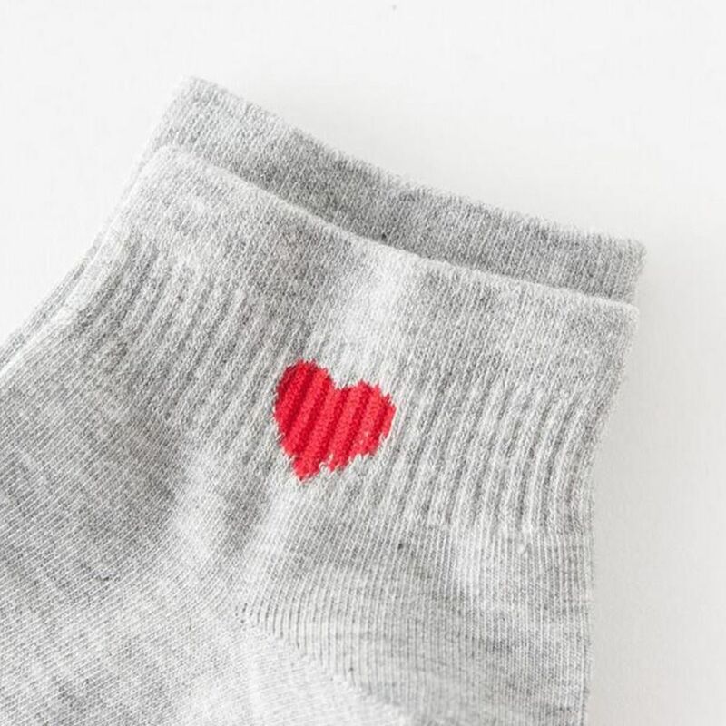 Cotton Embroidery Short Version Spring And Summer Essential Women's Hosiery Korean Style Socks Ankle Socks Love Heart Shape