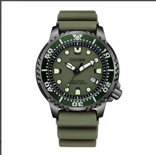 Jam tangan menyelam olahraga CITIZEN asli jam tangan pria bercahaya silikon jam tangan pria BN0150 eco-drive jam tangan pria seri Eco-Drive Dial hitam