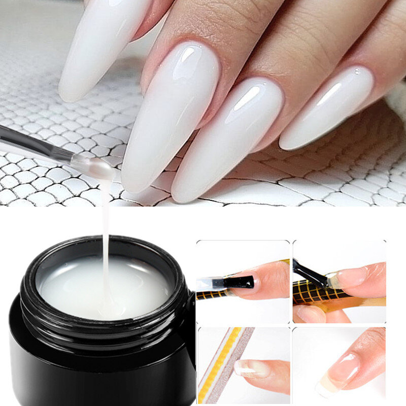 Gel di estensione delle unghie bianco latte chiaro Nude Building Gel UV per unghie estensioni delle dita suggerimenti per le unghie francesi Manicure Nail Art