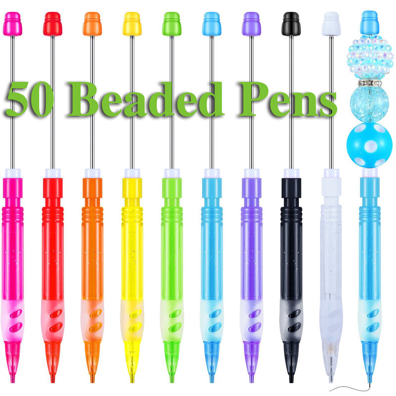 Lápiz de cuentas HB de 50 piezas, lápices con cuentas para escribir y hacer manualidades, sin tinta