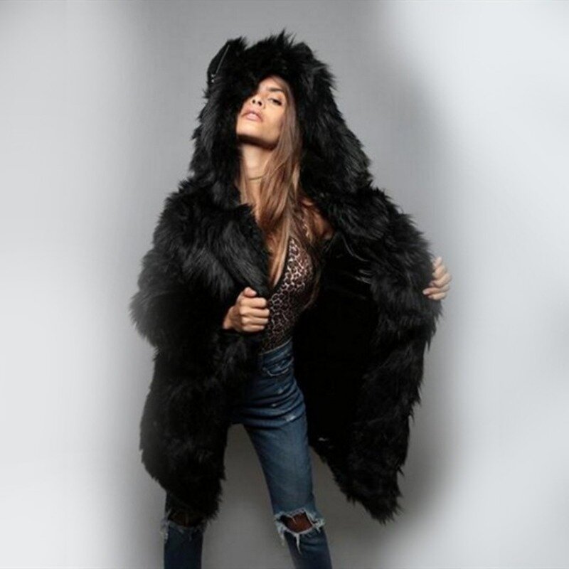 Cappotto di pelliccia da donna autunno e inverno imitazione cappotto di pelliccia di procione di media lunghezza imitazione pelliccia di volpe cappotto di pelliccia da donna