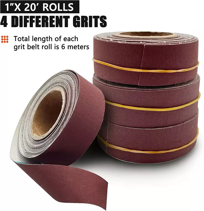 Rollos de papel de lija abrasivo largo de 4 granos, paquete de variedad con dispensador dibujable, Emery120, 180, 360, 600 por rollo, 6 metros