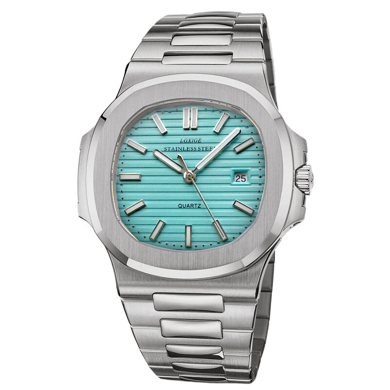LGXIGE 남성용 풀 스틸 밀리터리 손목 시계, 최고 브랜드 럭셔리, 육군 30m 방수 비즈니스 야광 aaaa 쿼츠 시계