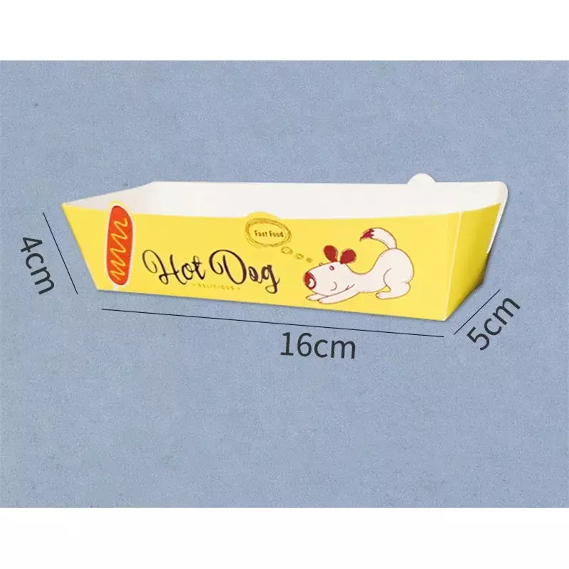 กล่องใส่ฮอตดอกแบบพับได้ถาดใส่อาหารทำจากกระดาษคราฟท์รีไซเคิลกล่องแซนวิชแบบนำกลับมาใช้ใหม่