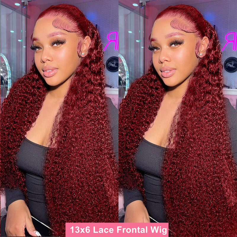 Loose Deep Wave Burgundy 13x6 HD Lace Frontal Wig 99j Red Colore Curly 13x4 Water Wave Lace Front Human Hair Brazilian For Women