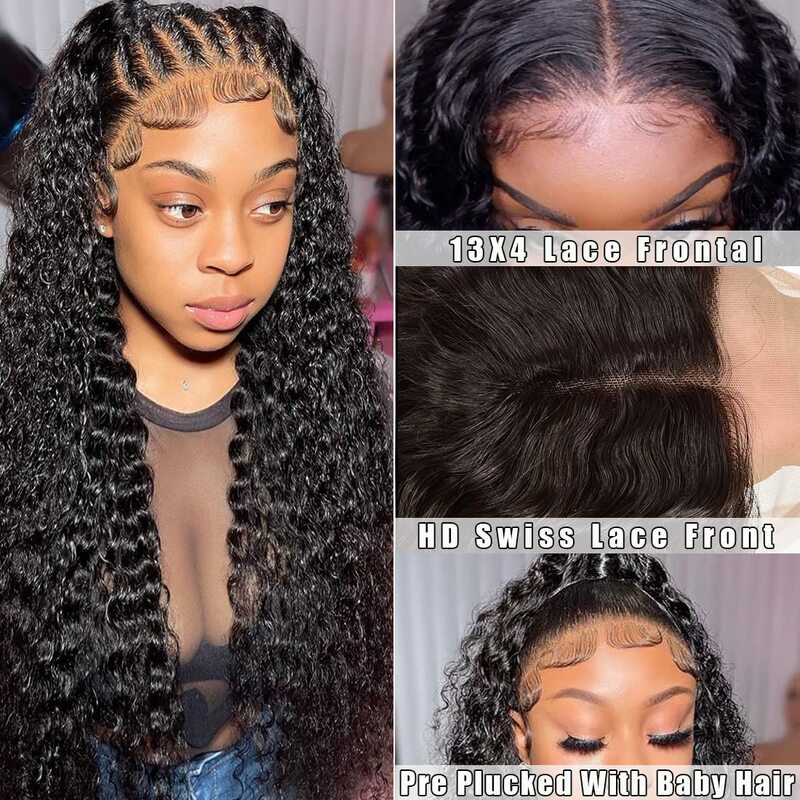 Парик для чернокожих женщин, натуральные влажные и волнистые фронтальные искусственные волосы, 13 х4