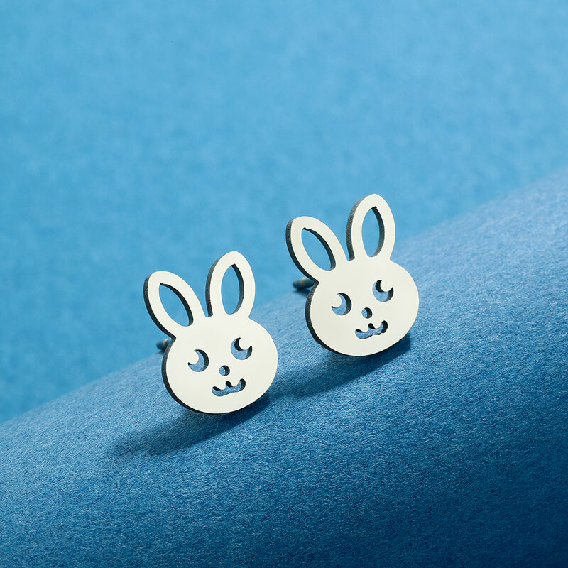 Chandler Rabbit Animal Shaped Stud Earrings Rabbit Gold Studs Cute Bunny Earrings Handmade Animal Jewelry Thoughtful Gift