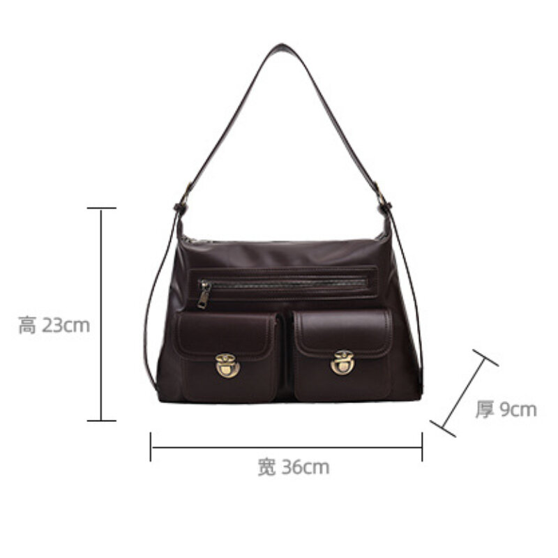 Retro PU Leather Women's Bags Fashion Trend Versatile Shoulder Bag Multi-pocket Large-capacity Tote Bags Senior Crossbody Bag