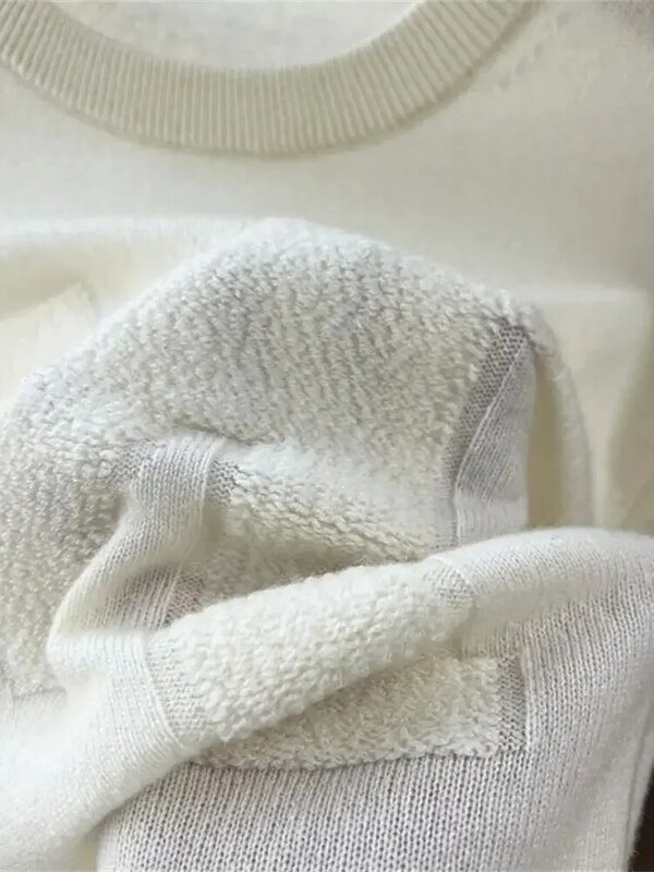 Damski sweter z dzianiny 100% kaszmirowy wzór litera w jednolitym kolorze prosty jesienno-zimowy nowy długi sweter z rękawem z okrągłym dekoltem
