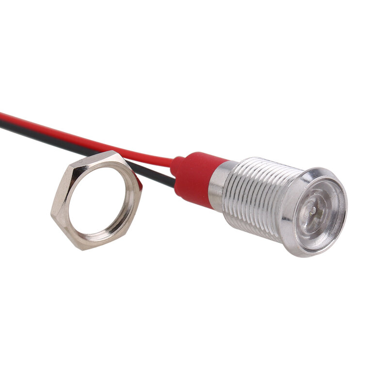 Luz indicadora LED de Metal, lámpara de señal impermeable con cable de 10mm, 6V, 12V, 24V, 110V, 220V, color rojo, amarillo, azul, verde y blanco, 1 unidad