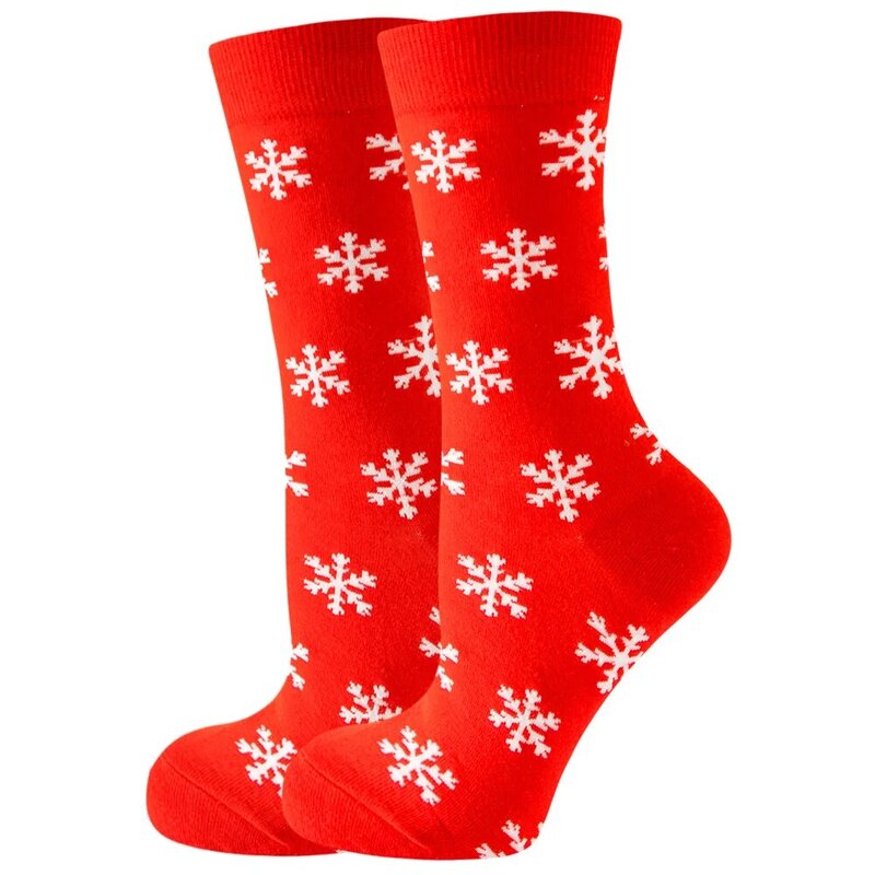 Chaussettes de Noël drôles pour femmes et hommes, père Noël, arbre, flocon de neige, wapiti, neige, coton, tube, équipage, heureux, nouvel an