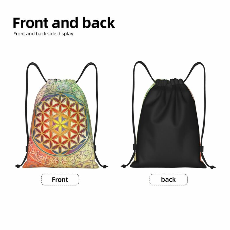Винтажный рюкзак на шнурке с геометрическим рисунком и цветком жизни, спортивная сумка для спортзала для мужчин и женщин, сумка для покупок с мандалой