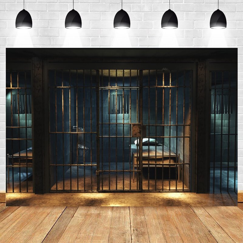 Prison Cell Room Scene Photography Backdrop Dark Jail Cell Movie Shooting Portrait Photographic Background Photo Studio Props
