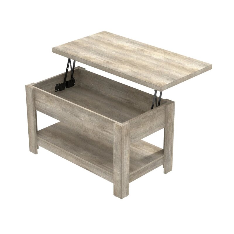 Деревянный прямоугольный журнальный столик с подъемной крышкой, серый деревянный журнальный столик для гостиной, журнальный столик рядом с диваном, стулом и т. д.